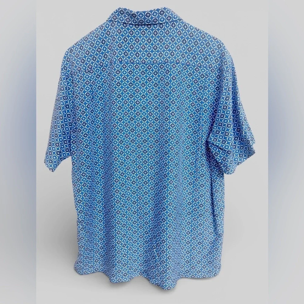 Trient Men’s 100% Silk Resort Button-Down Shirt Blue Print Size XL - Picture 4 of 5